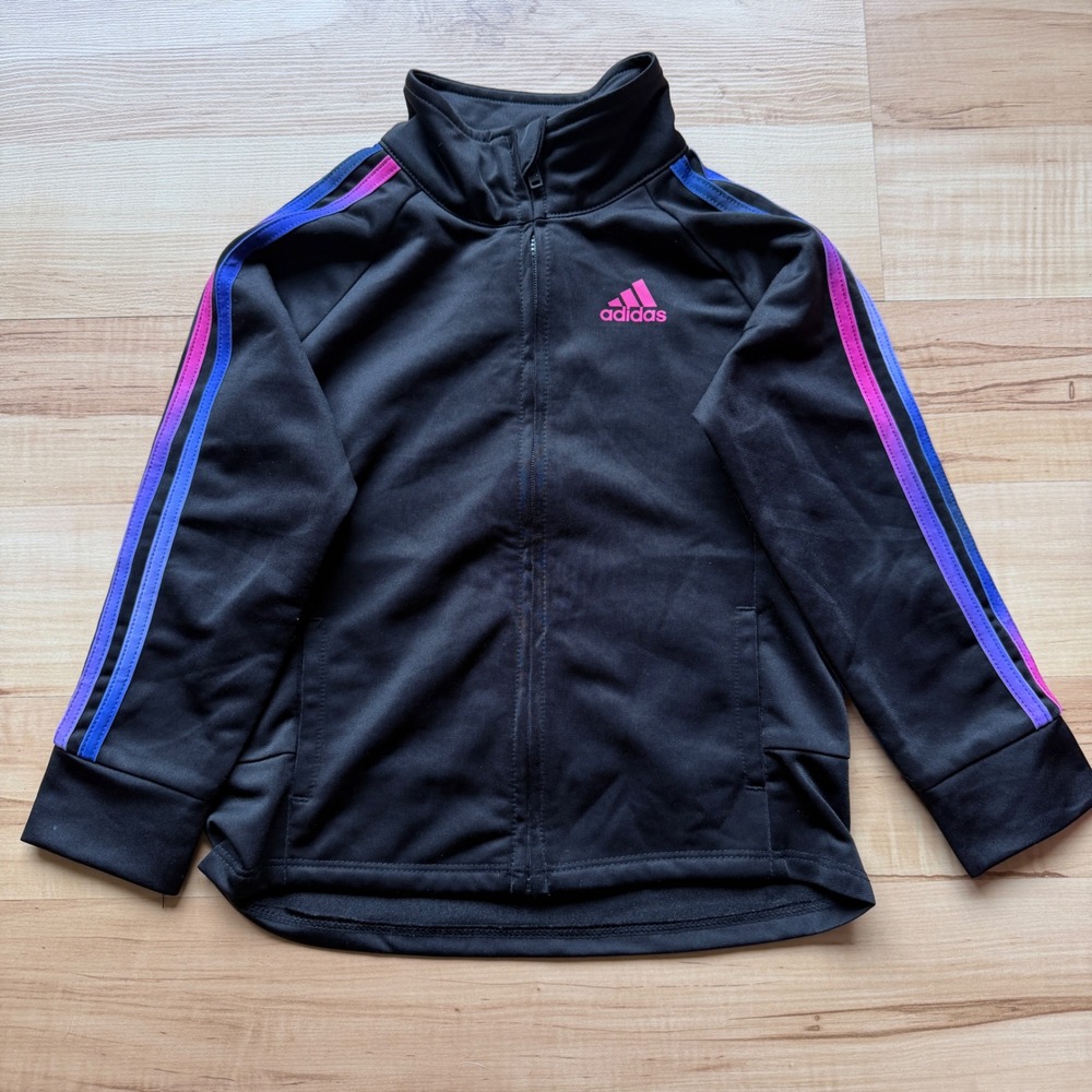 Adidas Track Jacket 3-Stripes Ombre Gradient 24M Black Sporty Toddler Zip Up